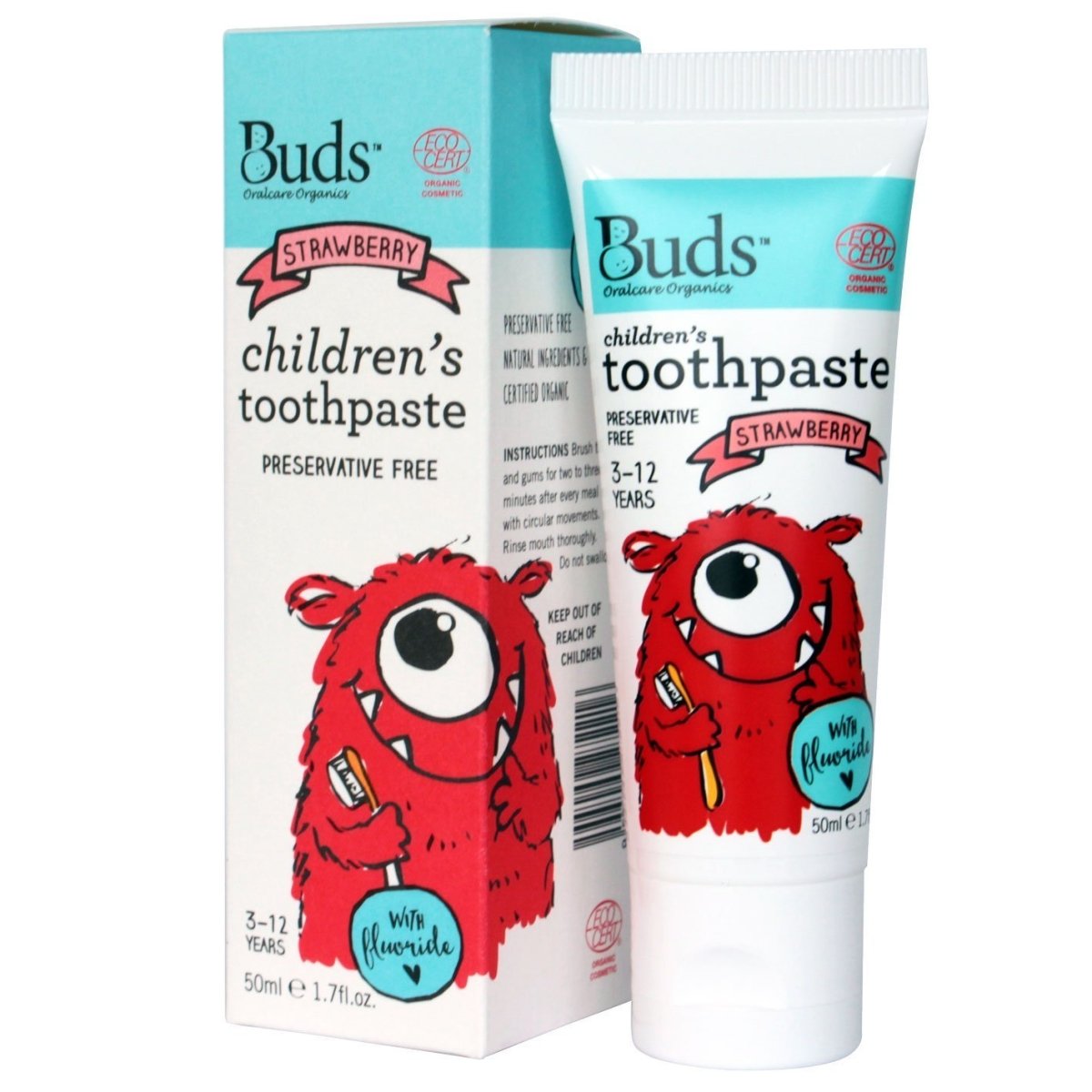 BUDS Children's Toothpaste with Fluoride 有機幼兒牙膏 (3-12歲) [50ml] - MINT Organics