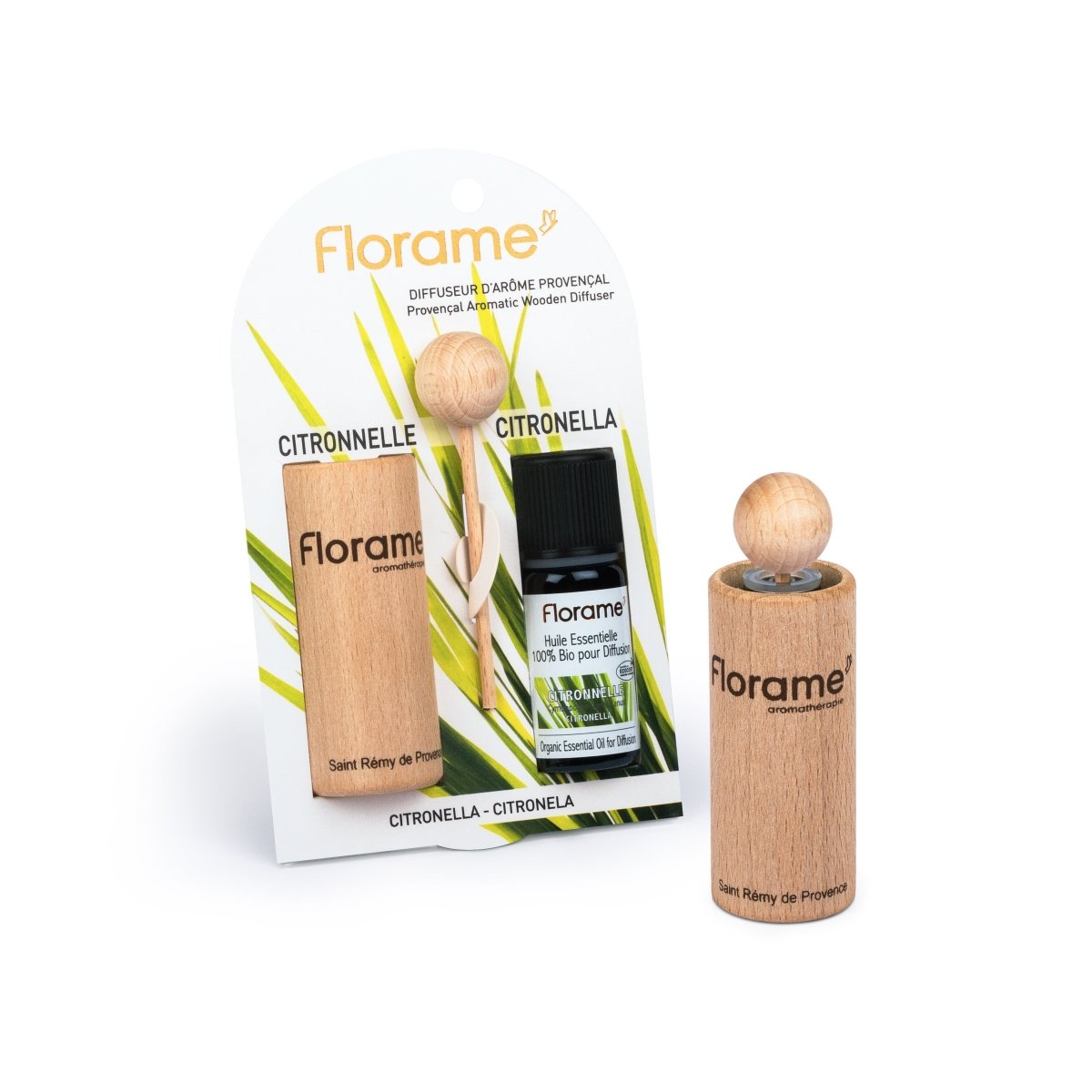 FLORAME Provencal Wooden Diffuser 普羅旺斯香薰精油小木瓶 - Organic Citronella 香茅油 - MINT Organics