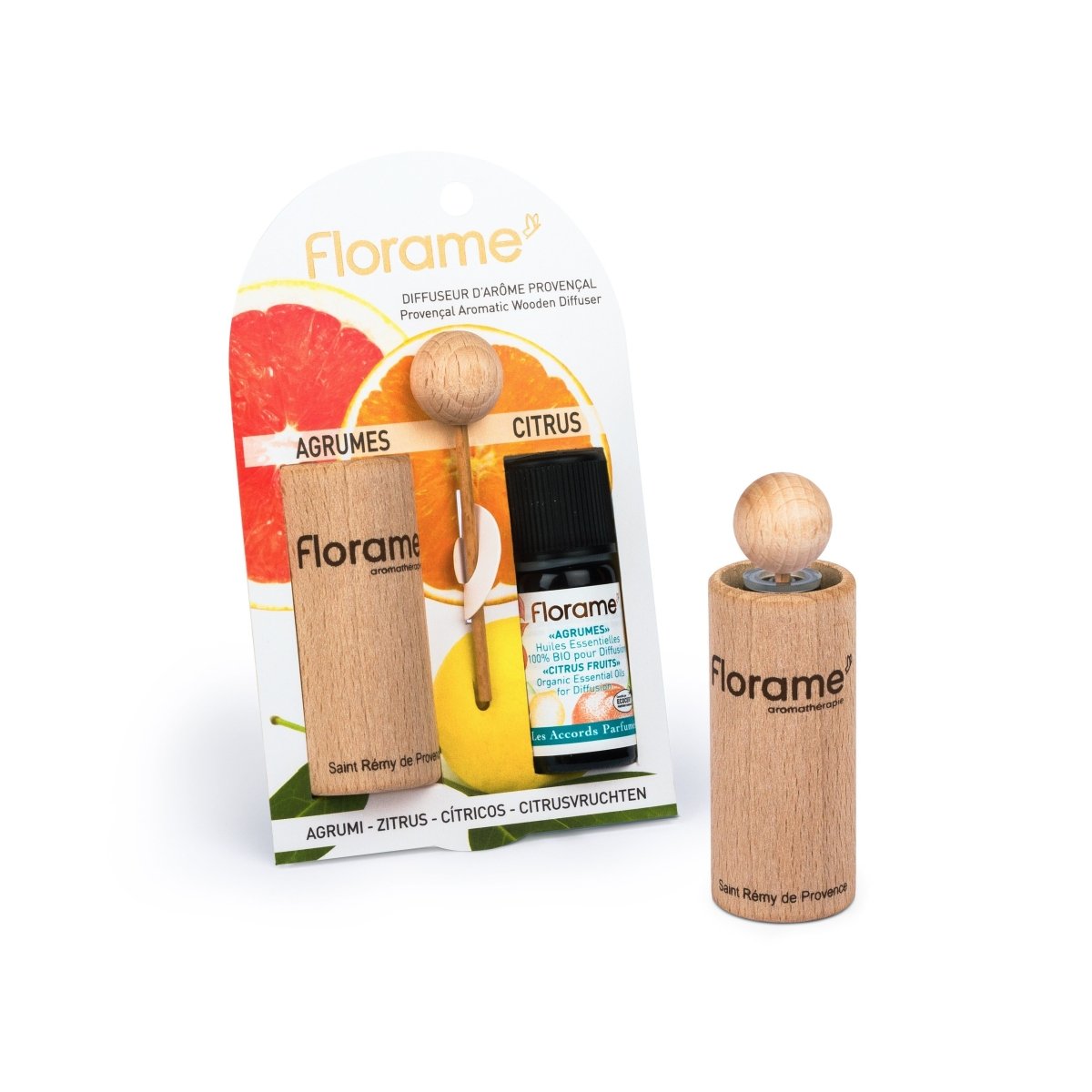 FLORAME Provencal Wooden Diffuser 普羅旺斯香薰精油小木瓶 - Organic Citrus Fruits 柑橘水果 - MINT Organics