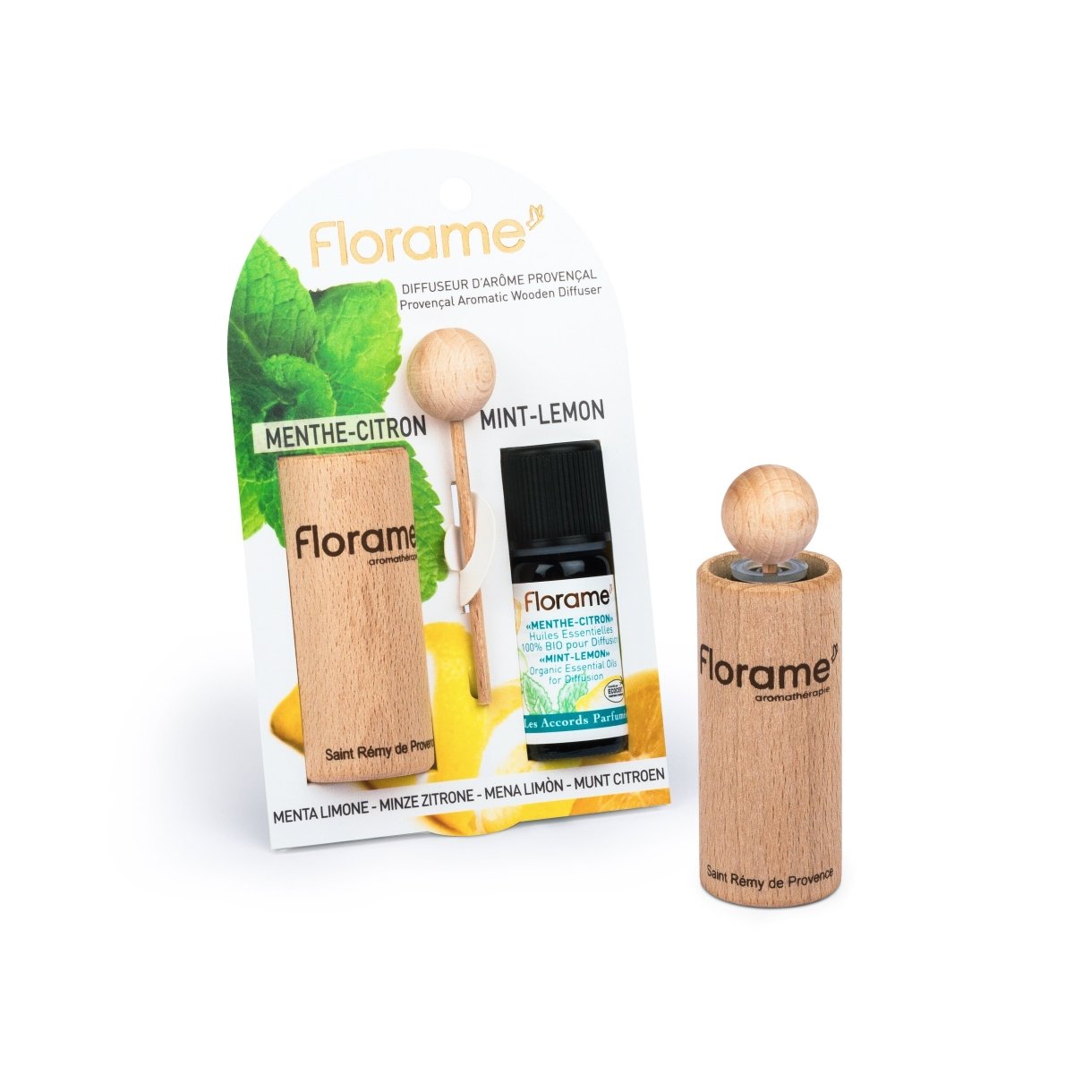 FLORAME Provencal Wooden Diffuser 普羅旺斯香薰精油小木瓶 - Organic Mint Lemon 薄荷檸檬 - MINT Organics